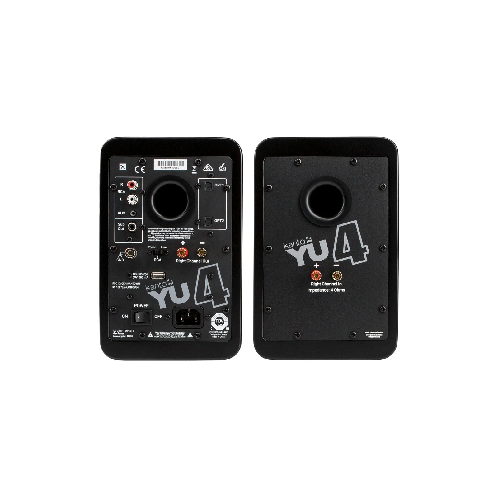 Kanto YU4 Powered Bookshelf Speakers With Bluetooth Matte Black - Image 5