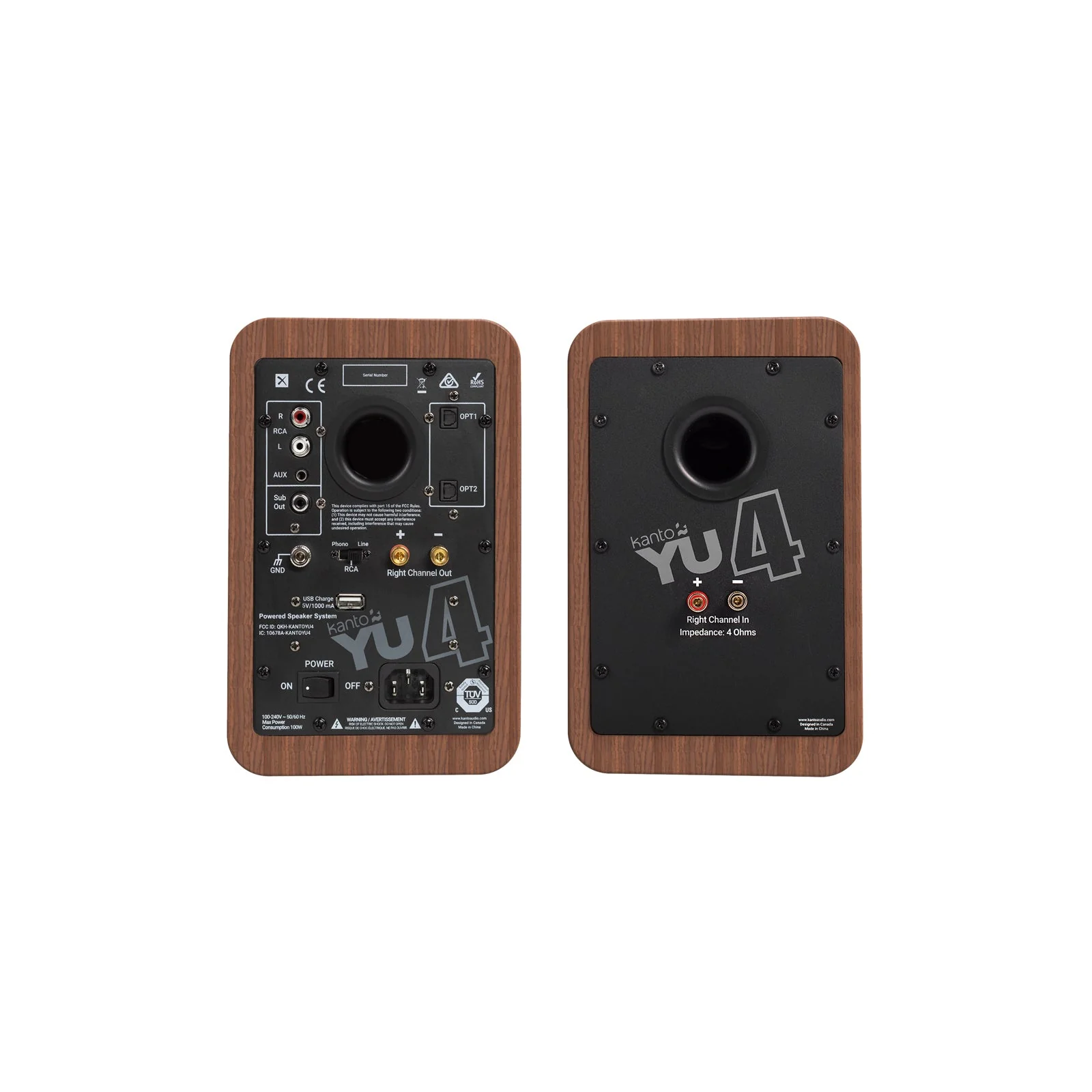 Kanto YU4 Powered Bookshelf Speakers With Bluetooth Walnut - Image 4