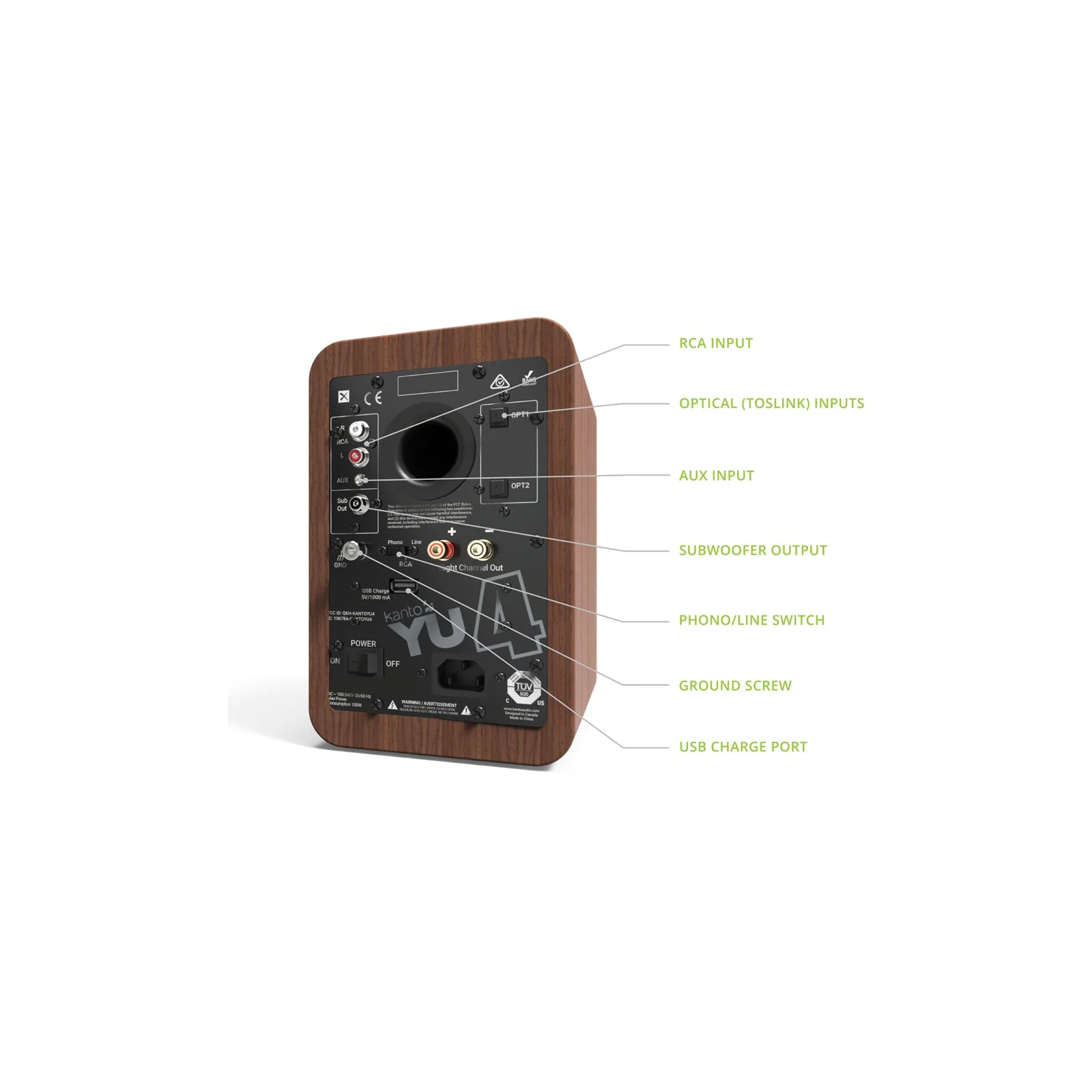 Kanto YU4 Powered Bookshelf Speakers With Bluetooth Walnut - Image 7
