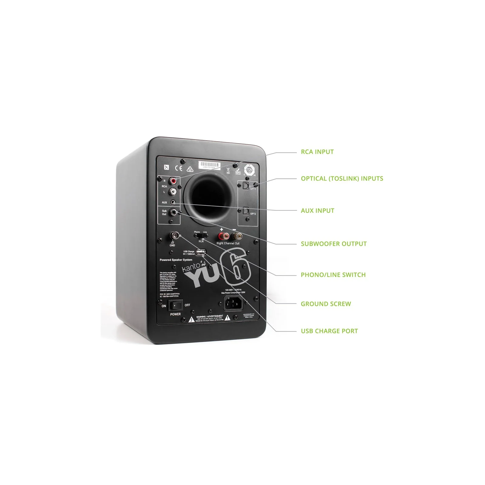 Kanto YU6 Powered Bookshelf Speakers With Bluetooth Matte Black - Image 6