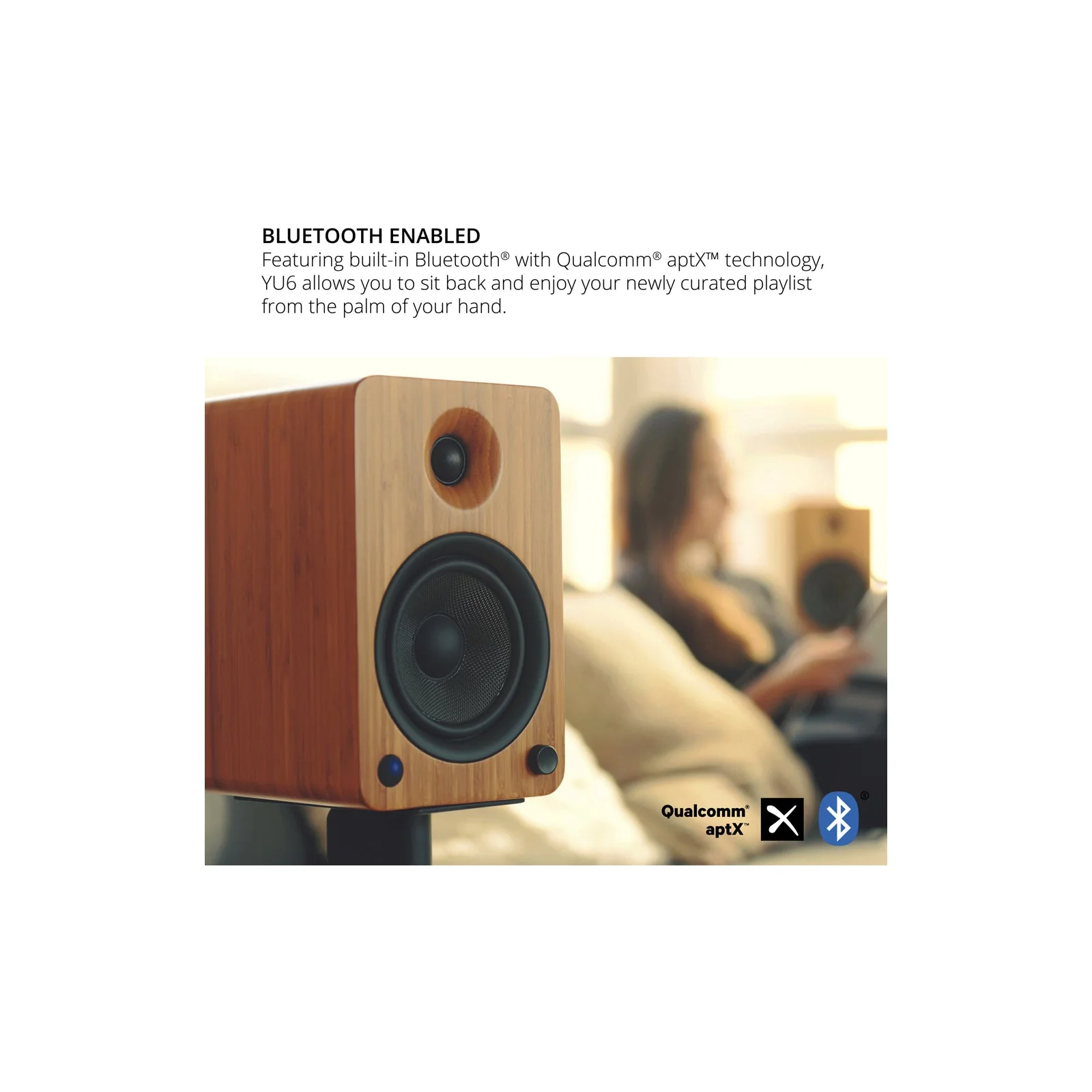 Kanto YU6 Powered Bookshelf Speakers With Bluetooth Matte Black - Image 9
