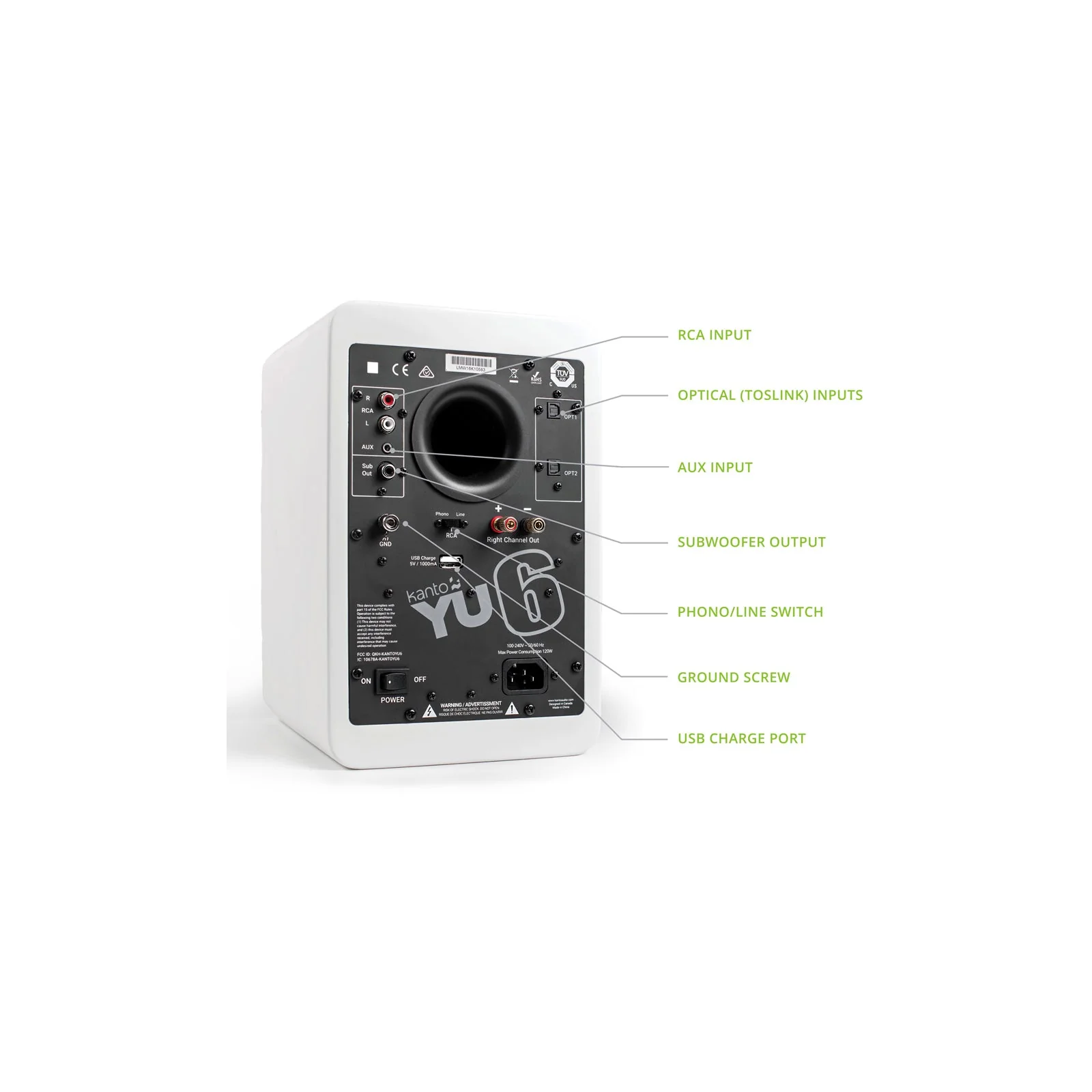 Kanto YU6 Powered Bookshelf Speakers With Bluetooth Matte White - Image 6