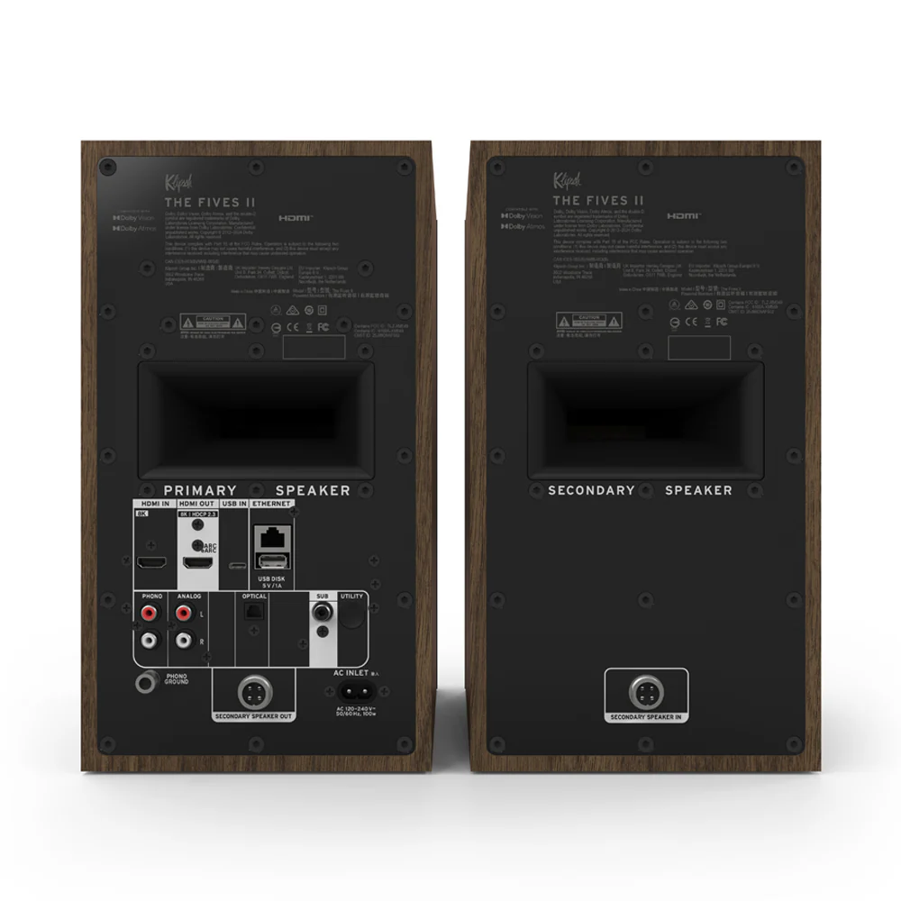 Klipsch The Fives II Active Bookshelf Speakers Pair - Walnut - Image 3