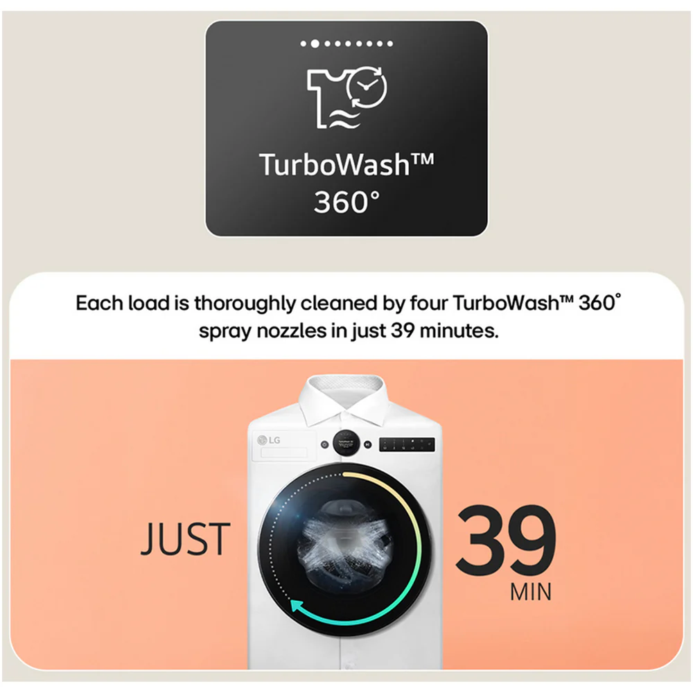 LG F4X7009TBB 9kg 1400 Spin AI Direct Drive Freestanding Washing Machine Black - Image 10