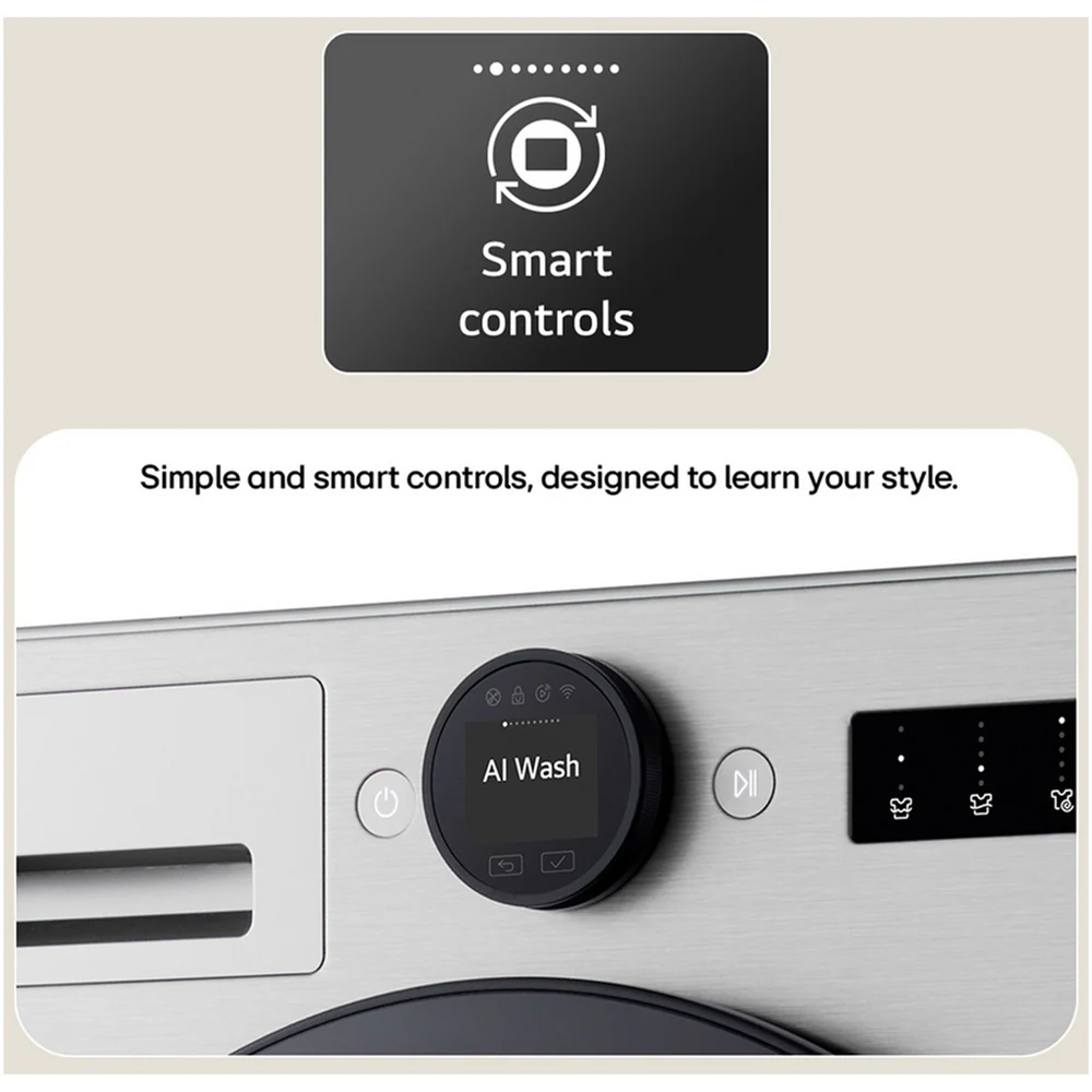 LG F4X7009TBB 9kg 1400 Spin AI Direct Drive Freestanding Washing Machine Black - Image 8