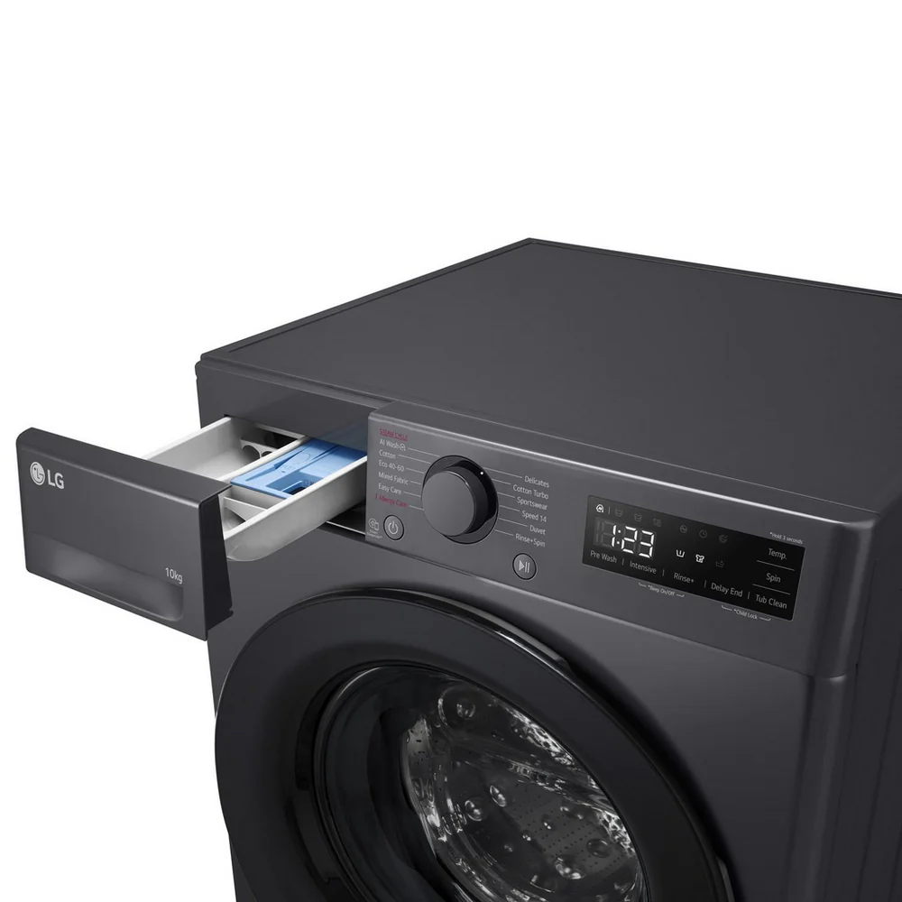 LG F4Y510GBLN1 10kg Steam 1400 Spin Freestanding Front Loading Washing Machine Slate Grey - Image 4