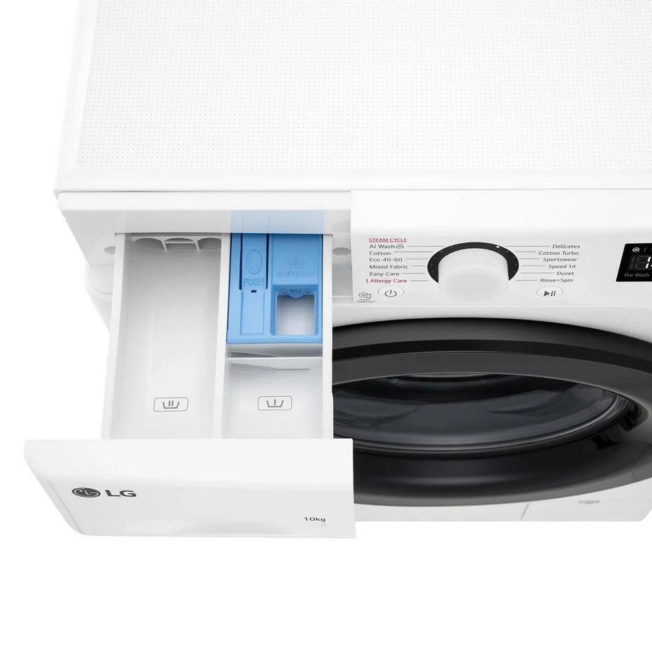 LG F4Y510WBLN1 10kg Steam 1400 Spin Freestanding Front Load Washing Machine White - A Rated - Image 7