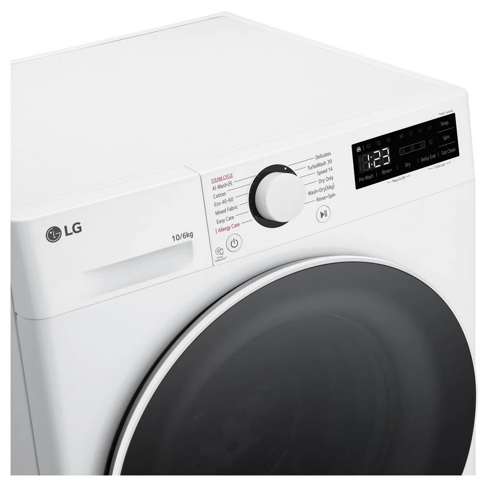 LG FWY706WWTN1 TurboWash360 10kg+6kg 1400 Spin AI Direct Drive Freestanding Washer Dryer White - Image 10