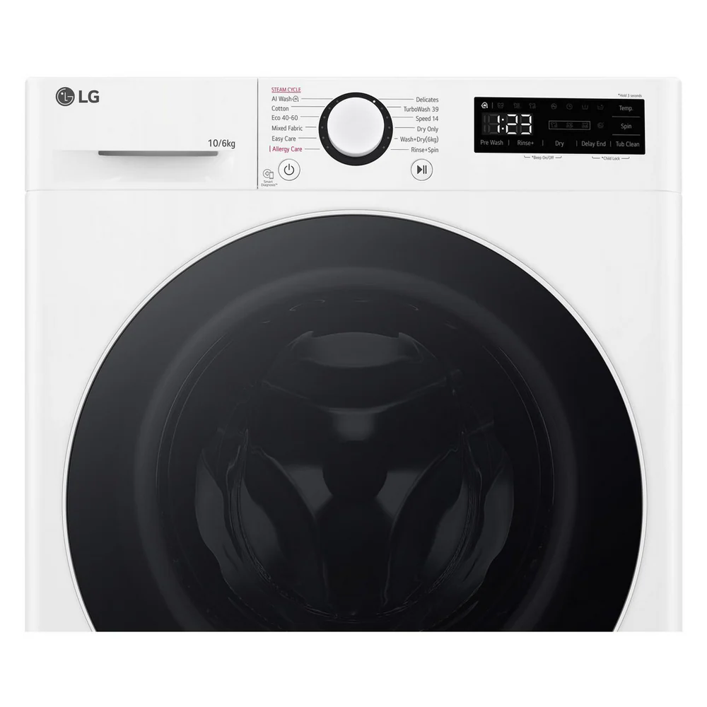 LG FWY706WWTN1 TurboWash360 10kg+6kg 1400 Spin AI Direct Drive Freestanding Washer Dryer White - Image 3