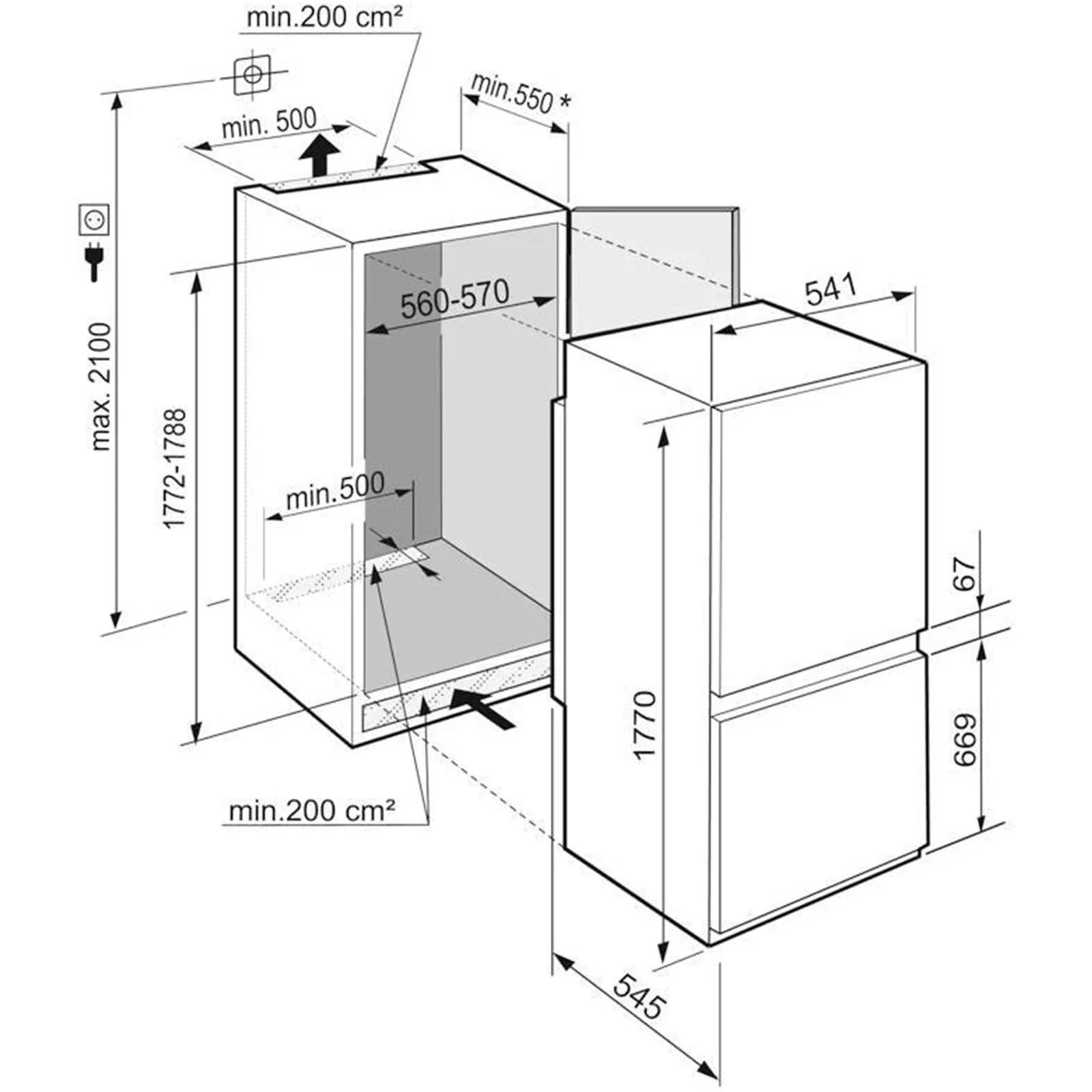 Liebherr Pure ICSE5103 178cm Easy Fresh Smart Frost Built in Fridge Freezer - Image 4