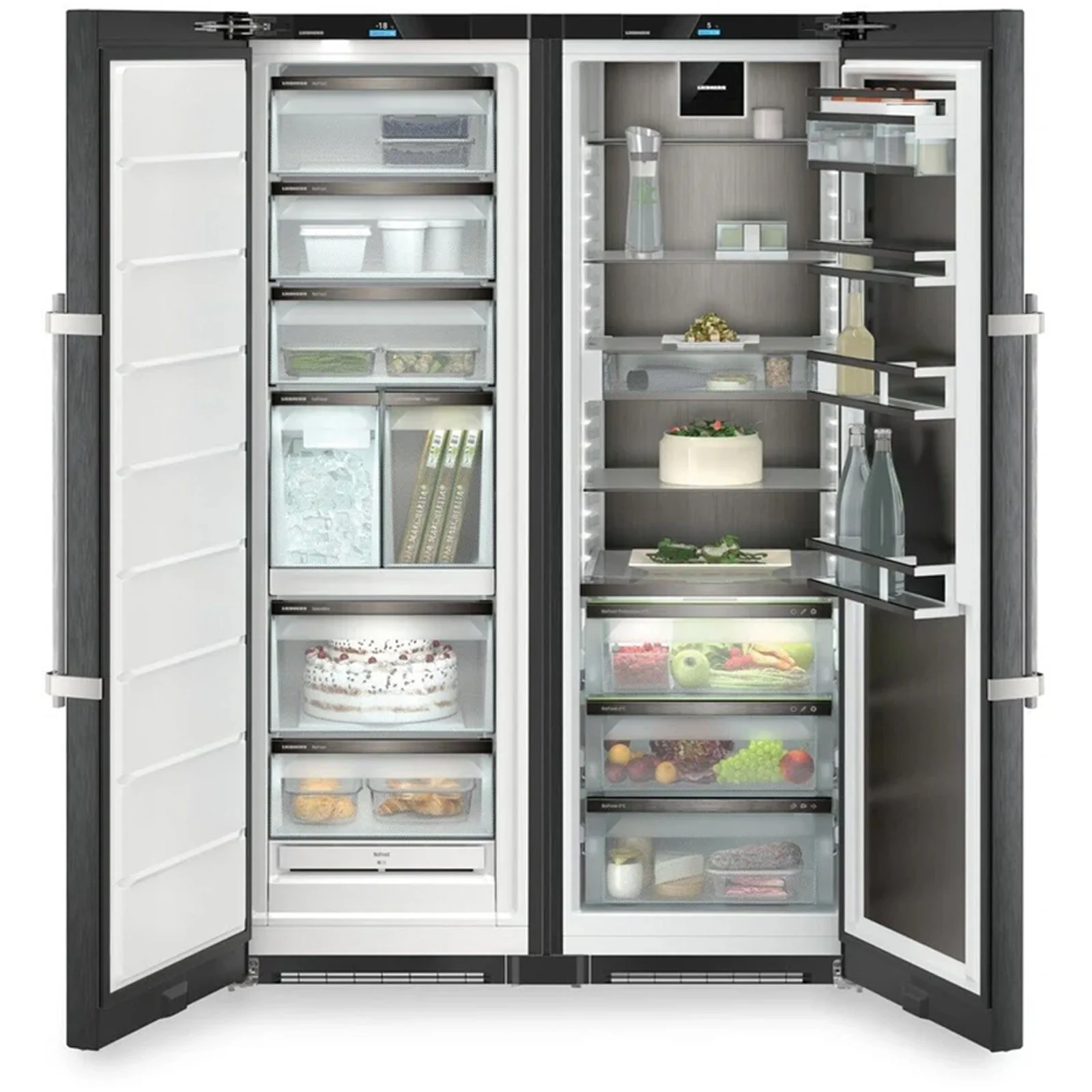 Liebherr XRFBS5295 665L No Frost Freestanding Side by Side Fridge Freezer with Ice Maker in Black Steel - Image 2
