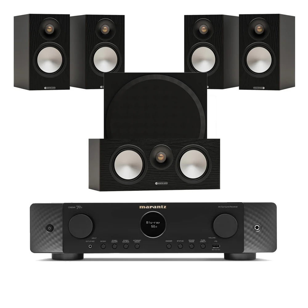 Marantz CINEMA 70s 7.2 Channel AV Receiver with Monitor Audio Bronze 50 7G 5.1 Speaker Package - Black