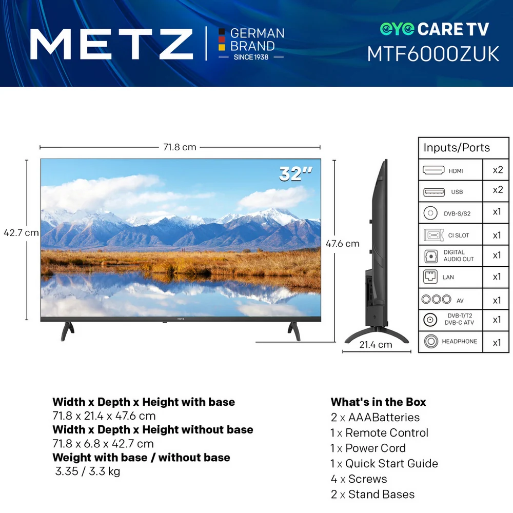 Metz 32MTF6000ZUK 32 Inch 2K DLED HD Smart TV with Freely - Image 4