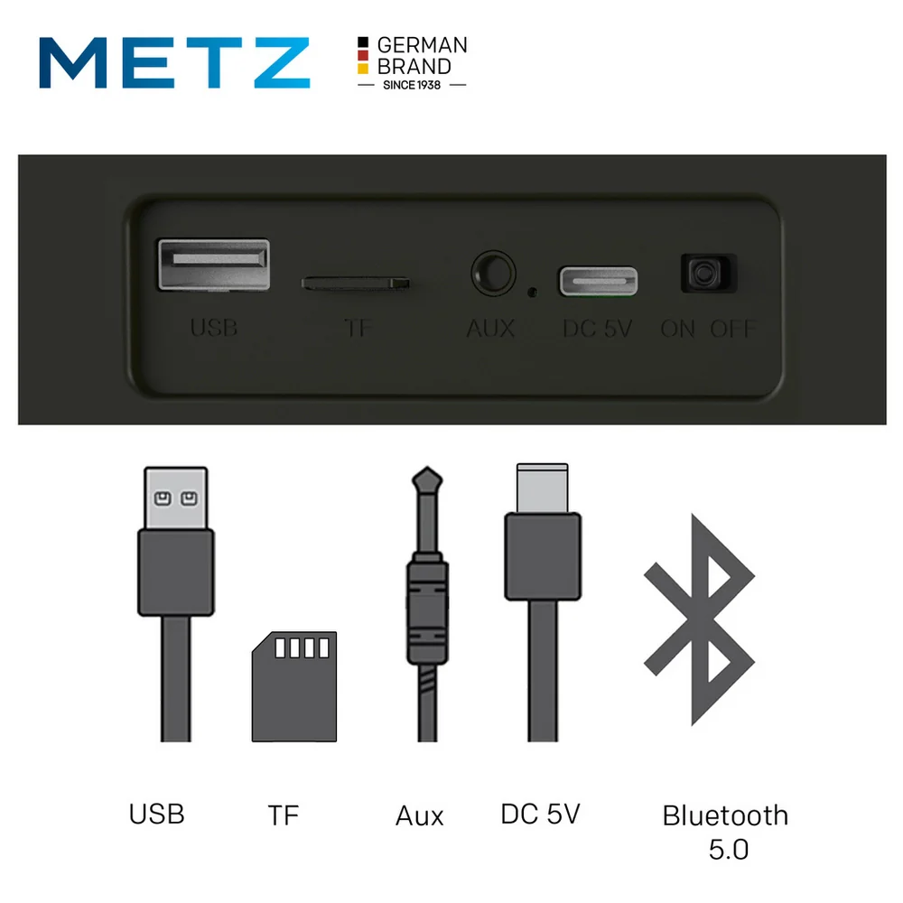 METZ MEBS60 Wireless Portable Bluetooth Speaker - Black - Image 2