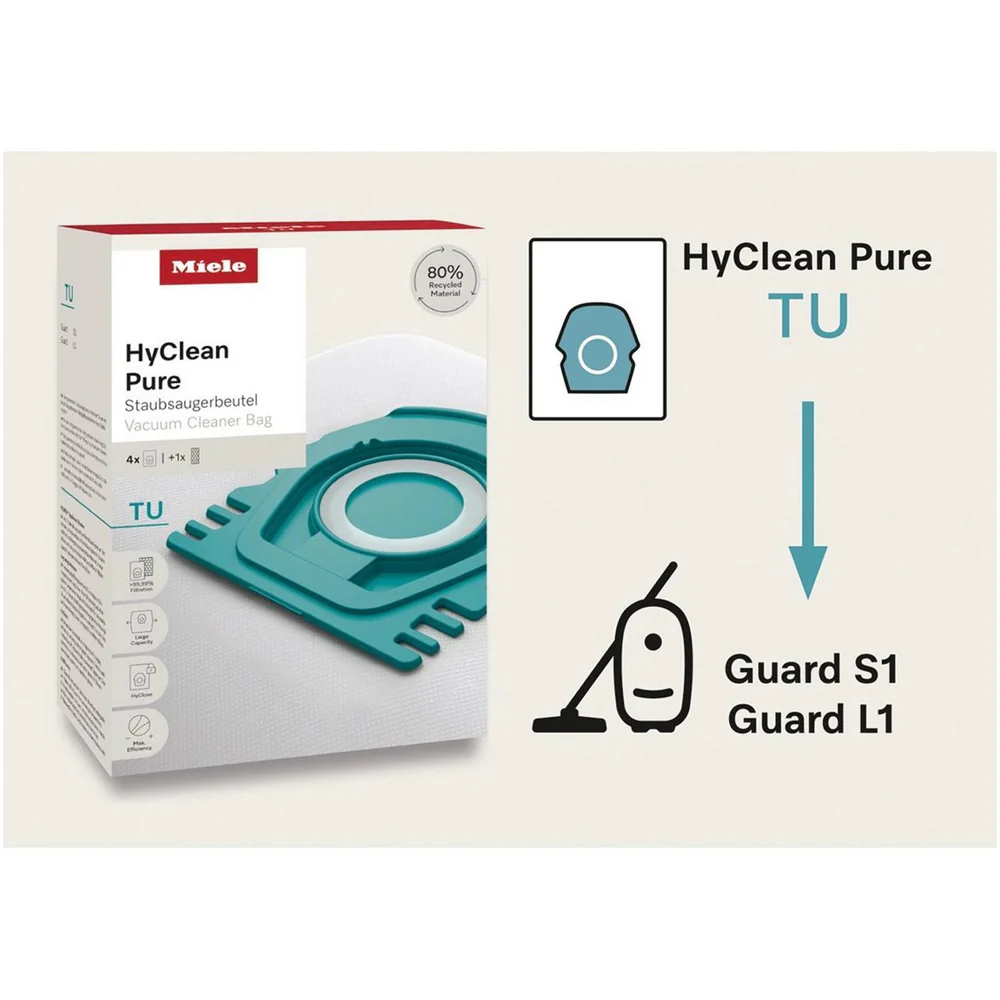 Miele HyClean Pure TU Vacuum Cleaner Bags - Pack of 4 - Image 4