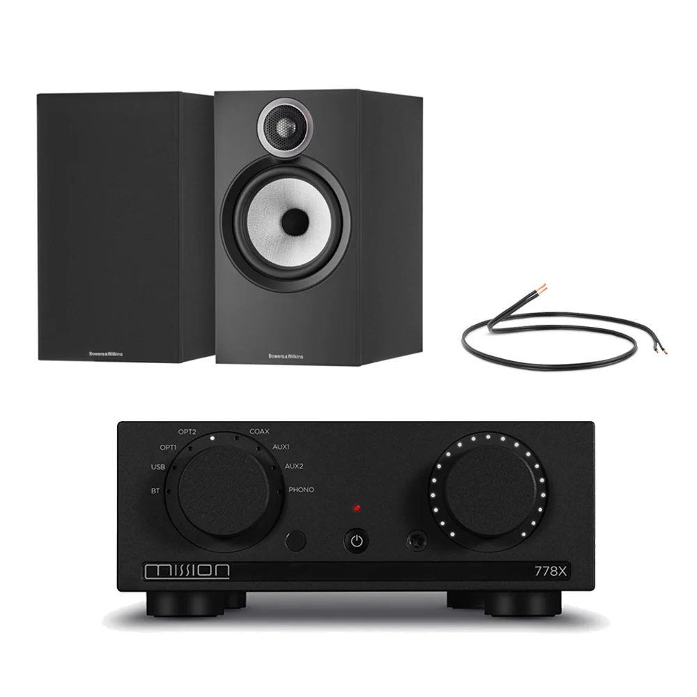 Mission 778X Integrated Amplifier with Bowers & Wilkins 606 S3 Standmount Speakers Pair - Black