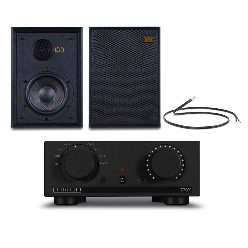 Mission 778X Integrated Amplifier with Wharfedale Denton 85 Bookshelf Speakers HiFi Package - Black