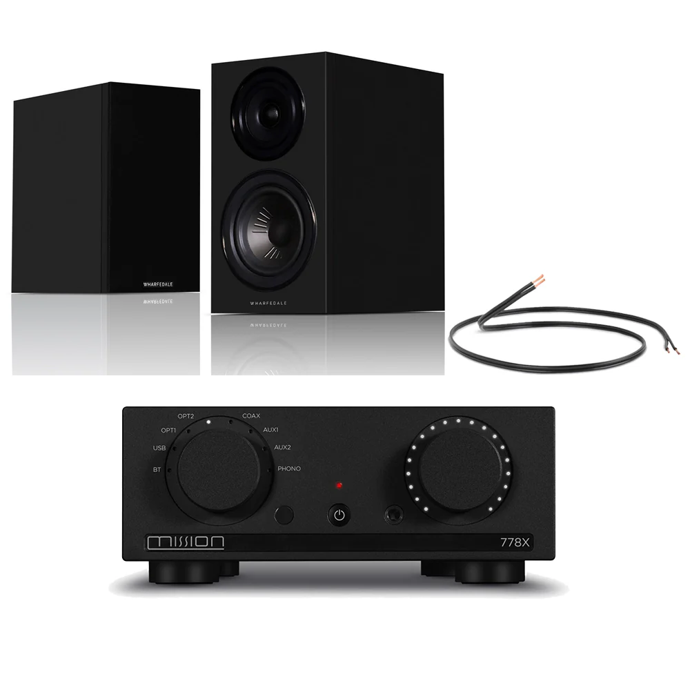 Mission 778X Integrated Amplifier with Wharfedale Diamond 12.2i Bookshelf Speakers Pair Hifi Package - Black