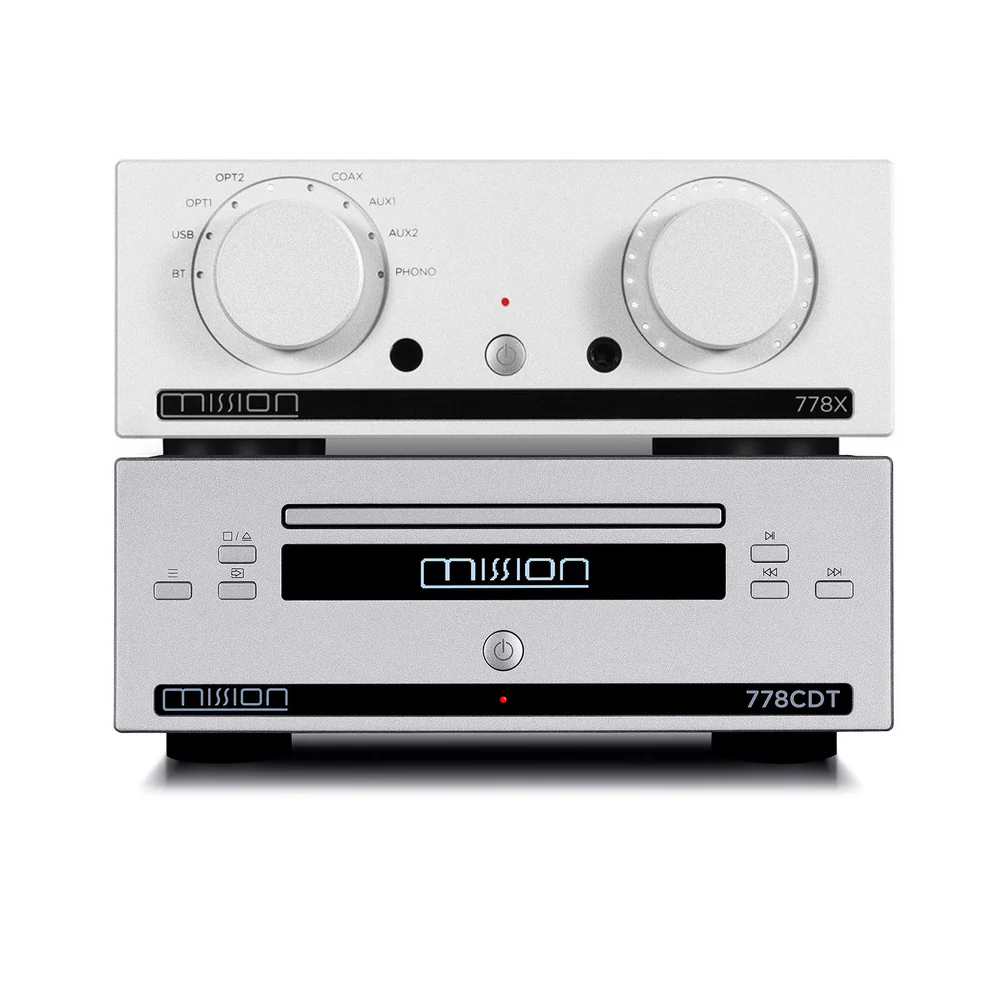 Mission 778X Stereo Amplifier and 778CDT CD Transport HiFi Bundle - Silver