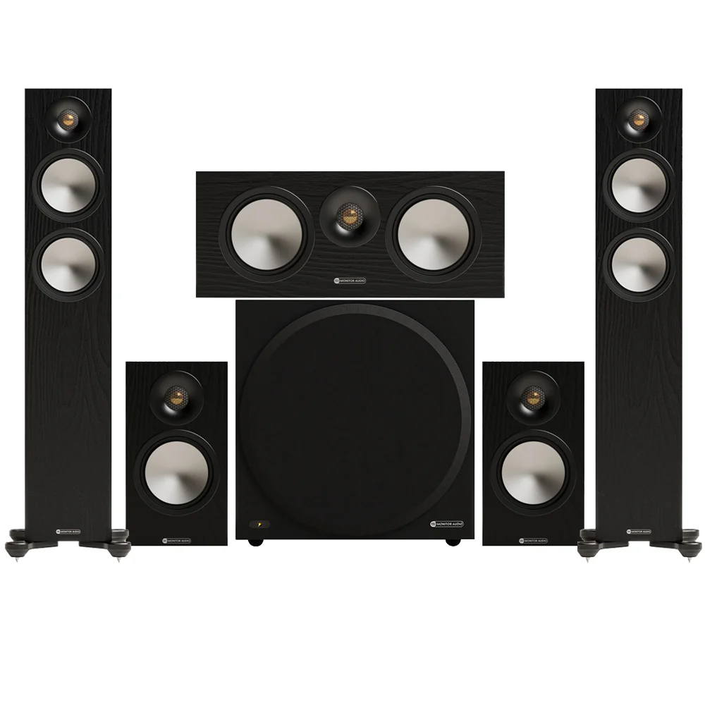 Monitor Audio Bronze 300 7G 5.1 Floorstanding & Bronze 50 Bookshelf Speaker Bundle – Black