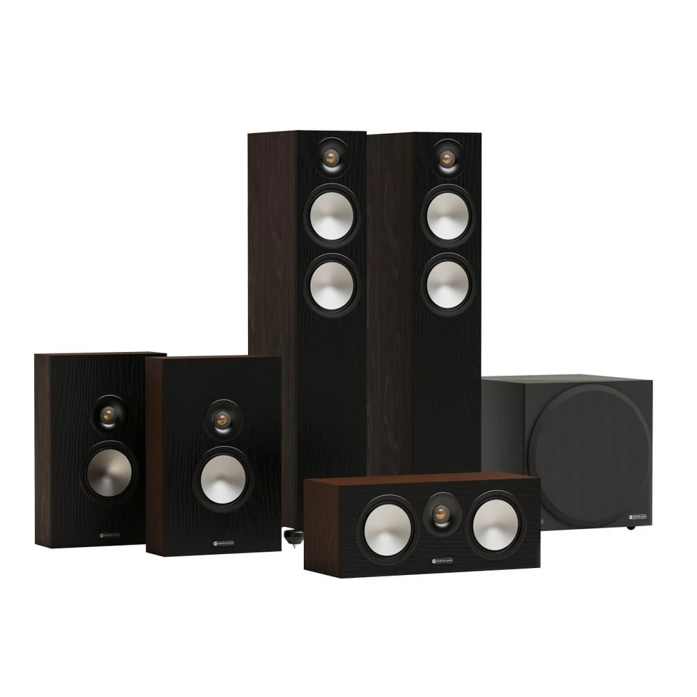 Monitor Audio Bronze 300 7G Series 5.1 Home Cinema Speakers Package Walnut