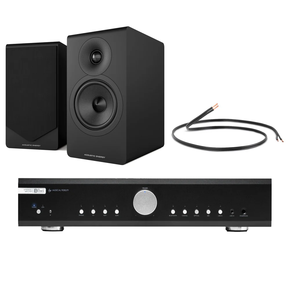 Musical Fidelity B1xi Integrated Amplifier with Acoustic Energy AE300 MK2 Bookshelf Speakers - Black