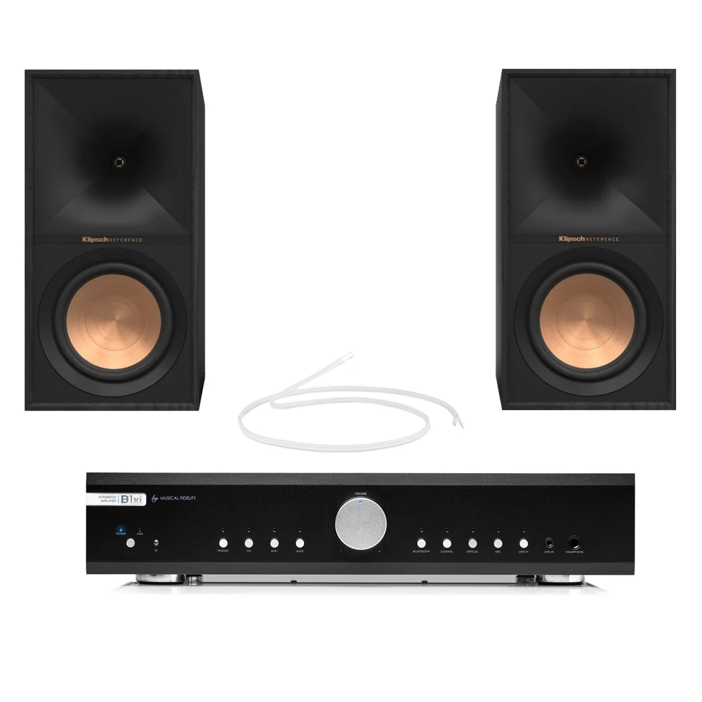 Musical Fidelity B1xi Integrated Amplifier with Klipsch R-60M Bookshelf Speakers Black HiFi Package