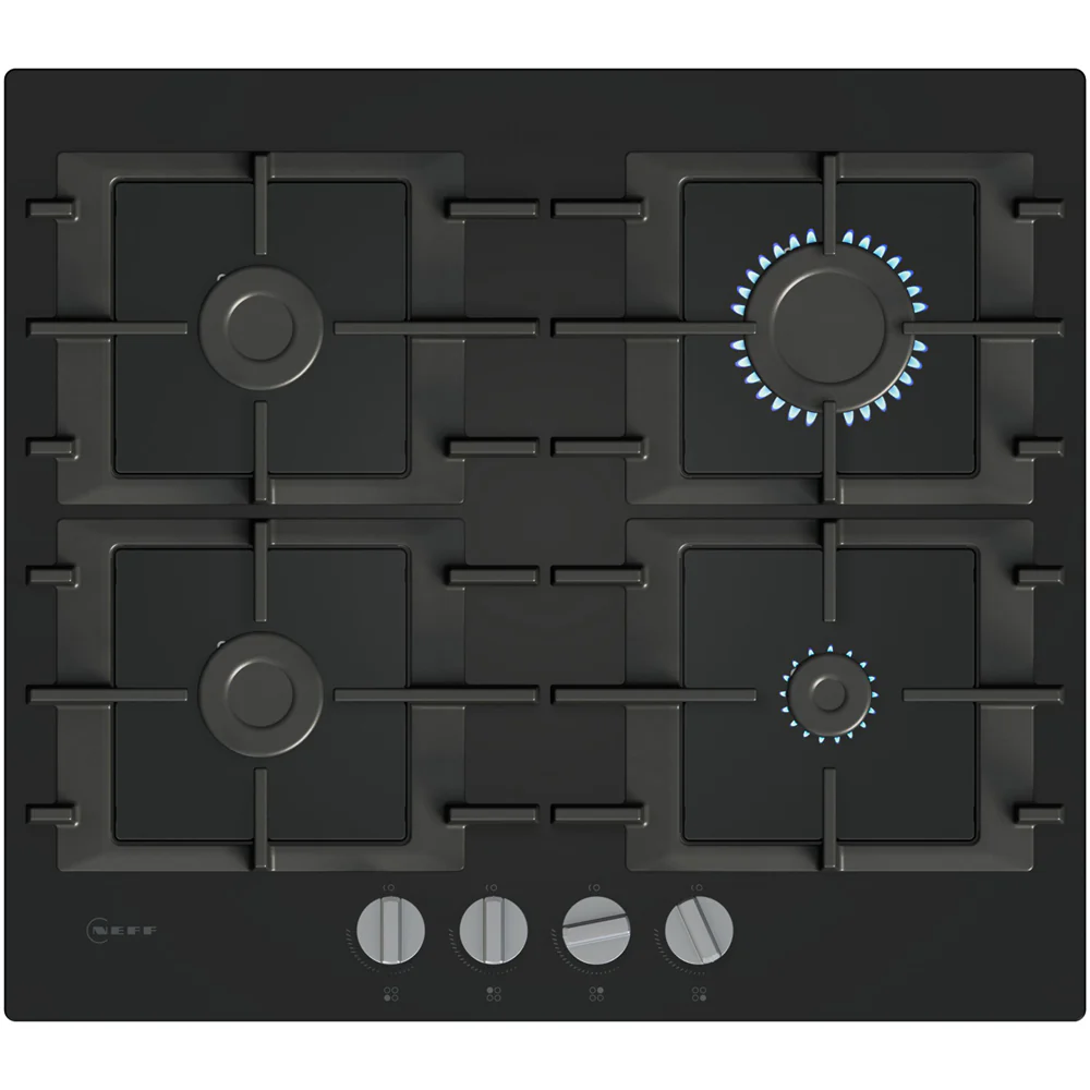 Neff T26NKP4S0 N50 60cm Tempered Black Glass Gas Hob