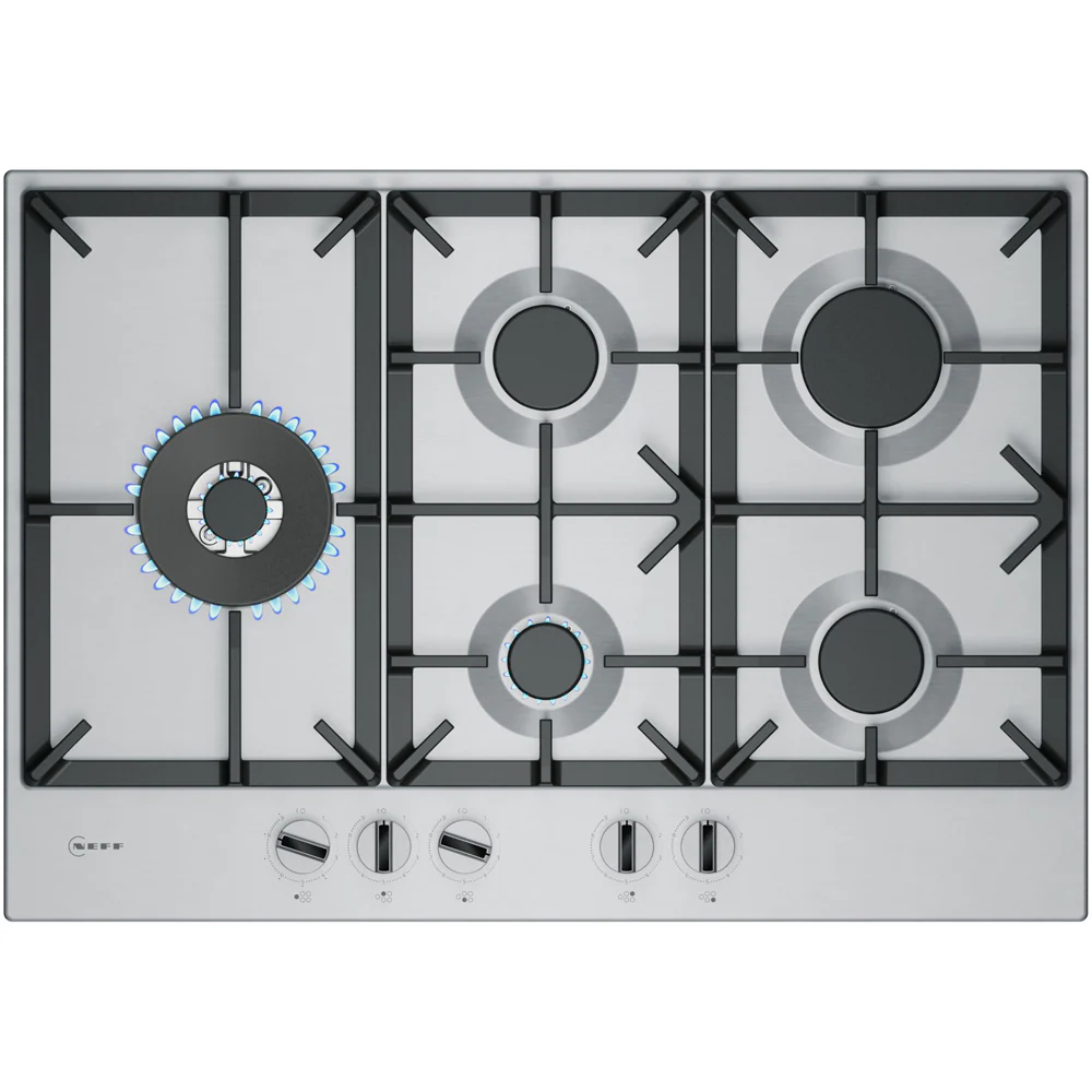 Neff T27CIS8N0 N70 Falme Slelect 75cm Stainless Steel Gas Hob