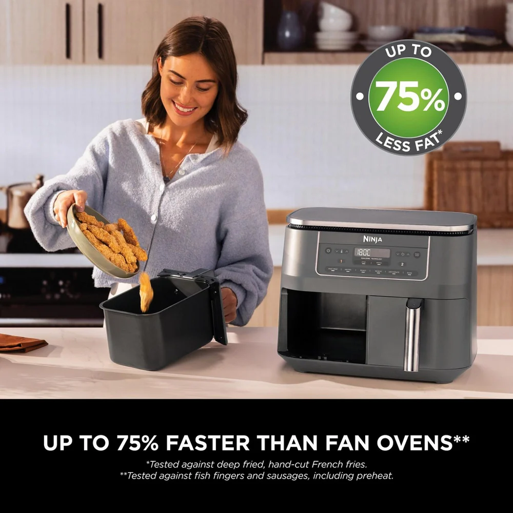 Ninja 6 in 1 Dual Zone Air Fryer 7.6L DZ300UK - Gun Metal Grey - Image 6