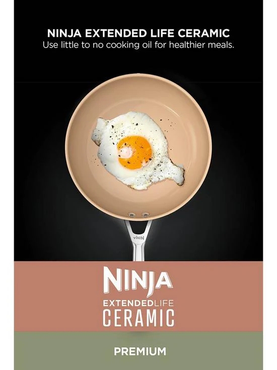 Ninja Extended Life Ceramic 3-Piece Saucepan Set CW93000UK Apricot and Grey - Image 4