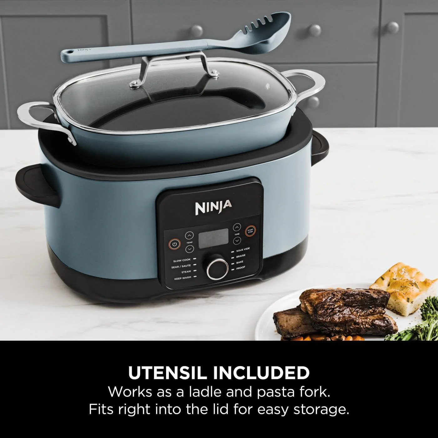 Ninja Foodi PossibleCooker 8 in 1 Slow Cooker MC1001UK 8L Sea Salt Grey - Image 3