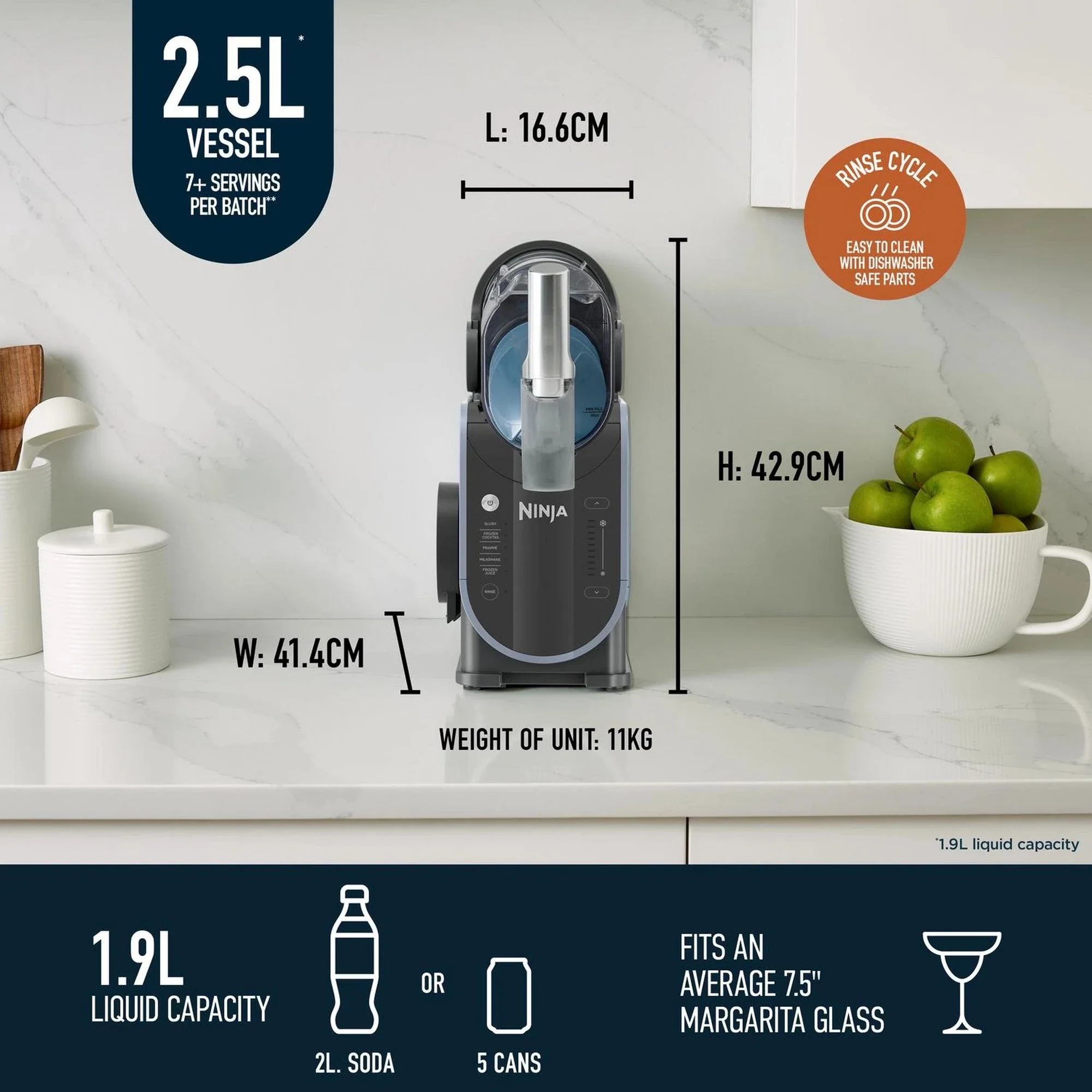 Ninja FS301UK SLUSHi Frozen Drink Maker Arctic Blue and Grey - Image 8
