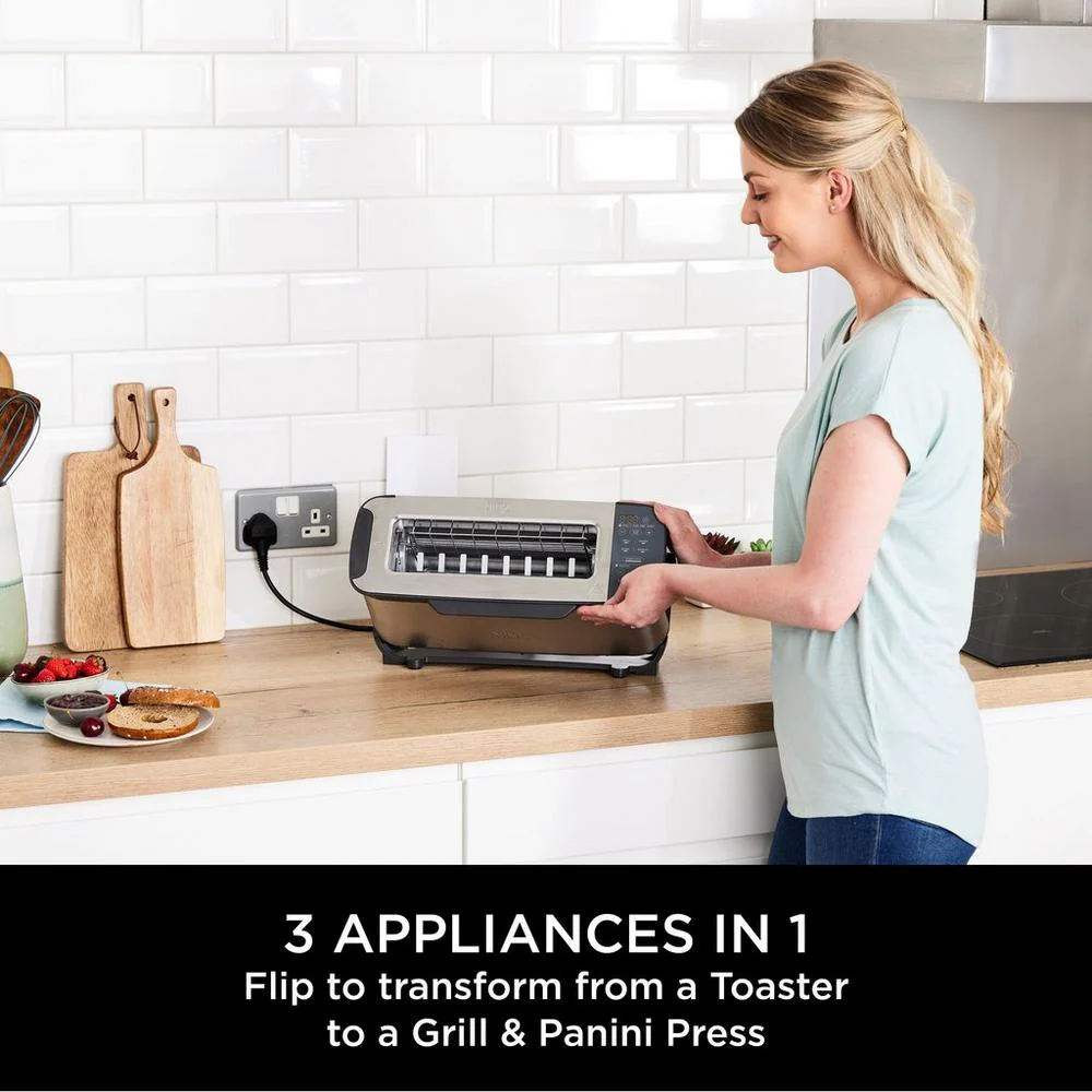 Ninja ST202UK 3-in-1 2 Slice Toaster - Grill and Panini Press - Stainless Steel - Image 3