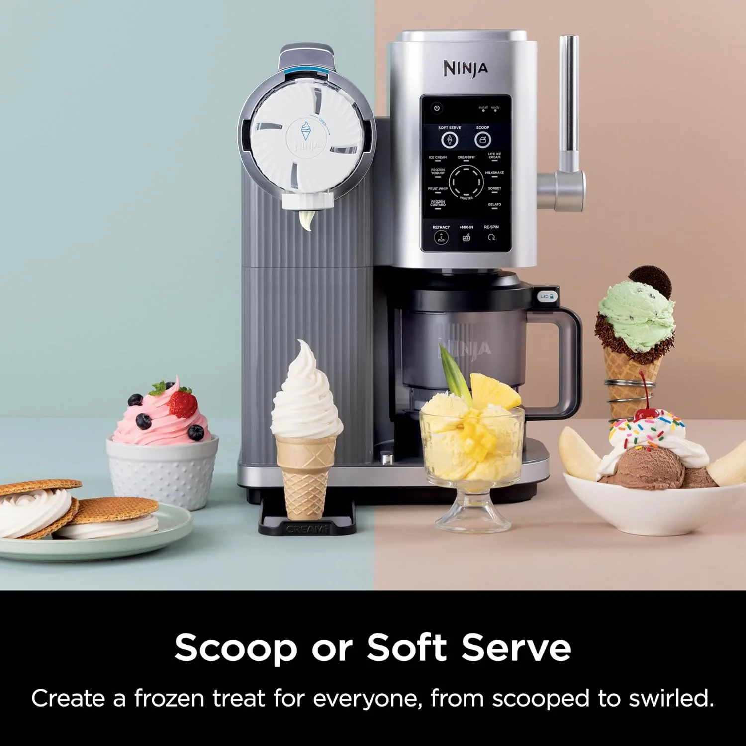 Ninja Swirl by CREAMi 13 in 1 Soft Serve and Ice Cream Maker NC701UK - Platinum Silver - Image 6