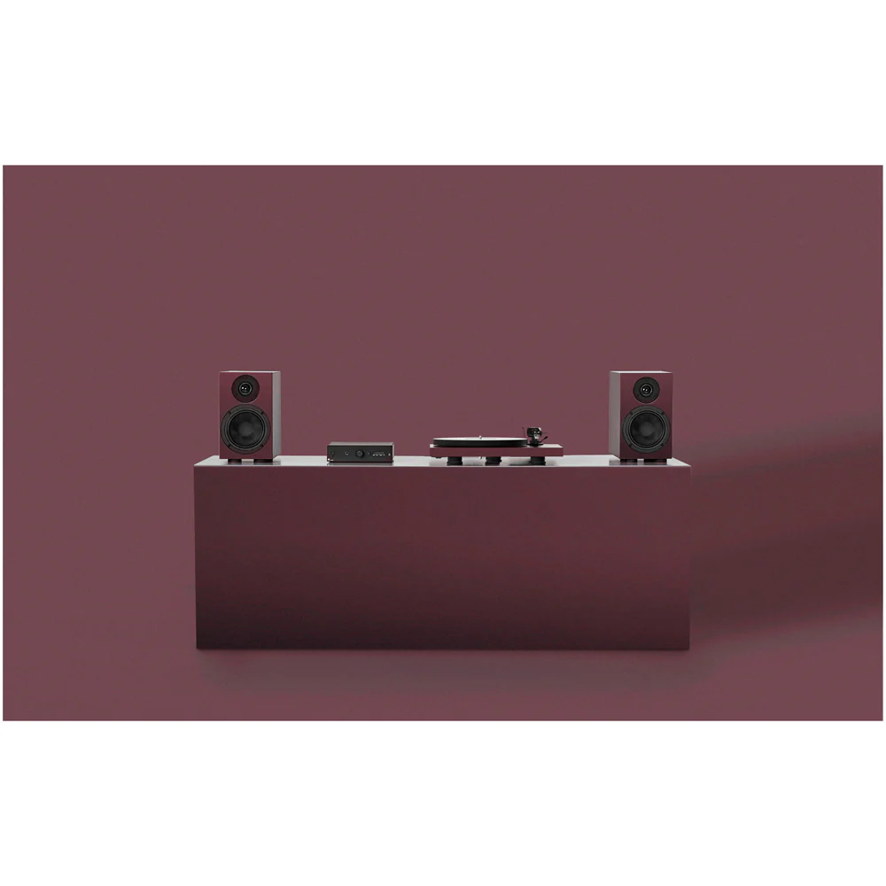 Pro-Ject Colourful Audio System 2 with Debut EVO 2 Turntable MaiA S3 Amplifier and Speaker Box 5 S2 Speakers - Satin Wine Red - Image 3