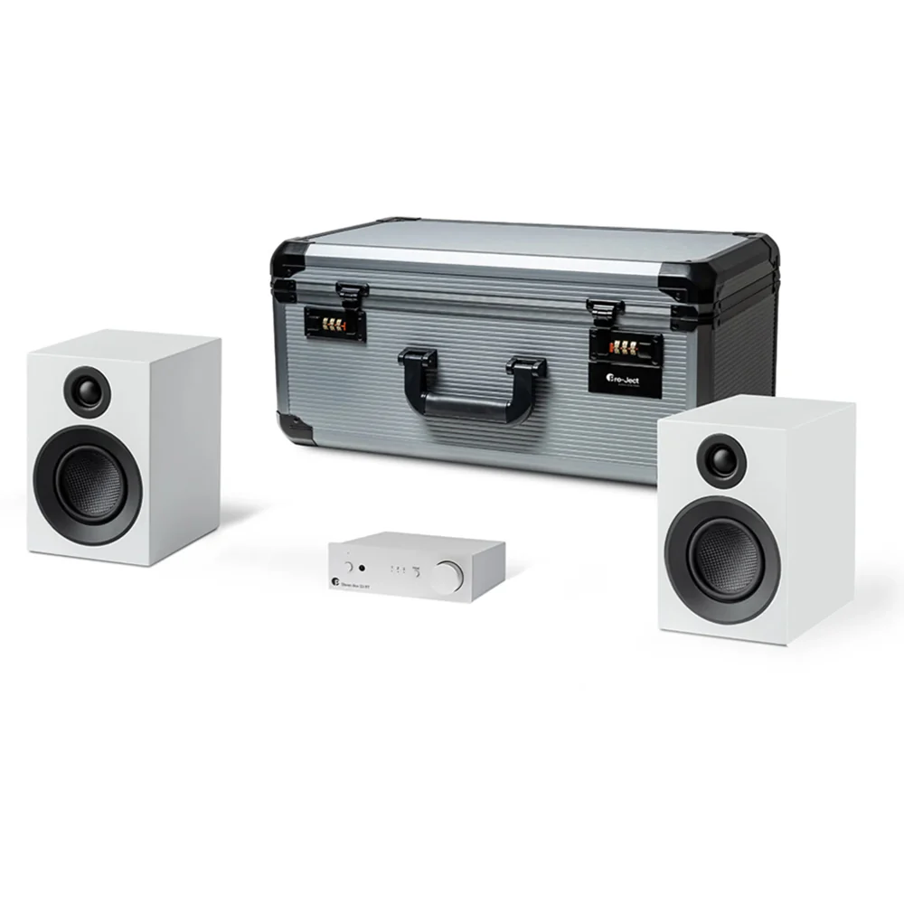 Pro-Ject HiFi Travel Set including Stereo Box S3 BT Amp & Speaker Box 3E Carbon Speakers - Silver