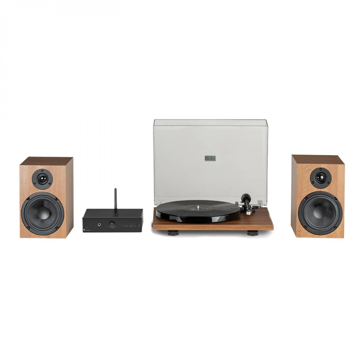 Pro-Ject Stereo Set E1 All-In-One Hi-Fi Set including E1 Turntable with Stereo Box E Integrated Amp and Speaker Box 5E Speakers - Walnut - Image 2