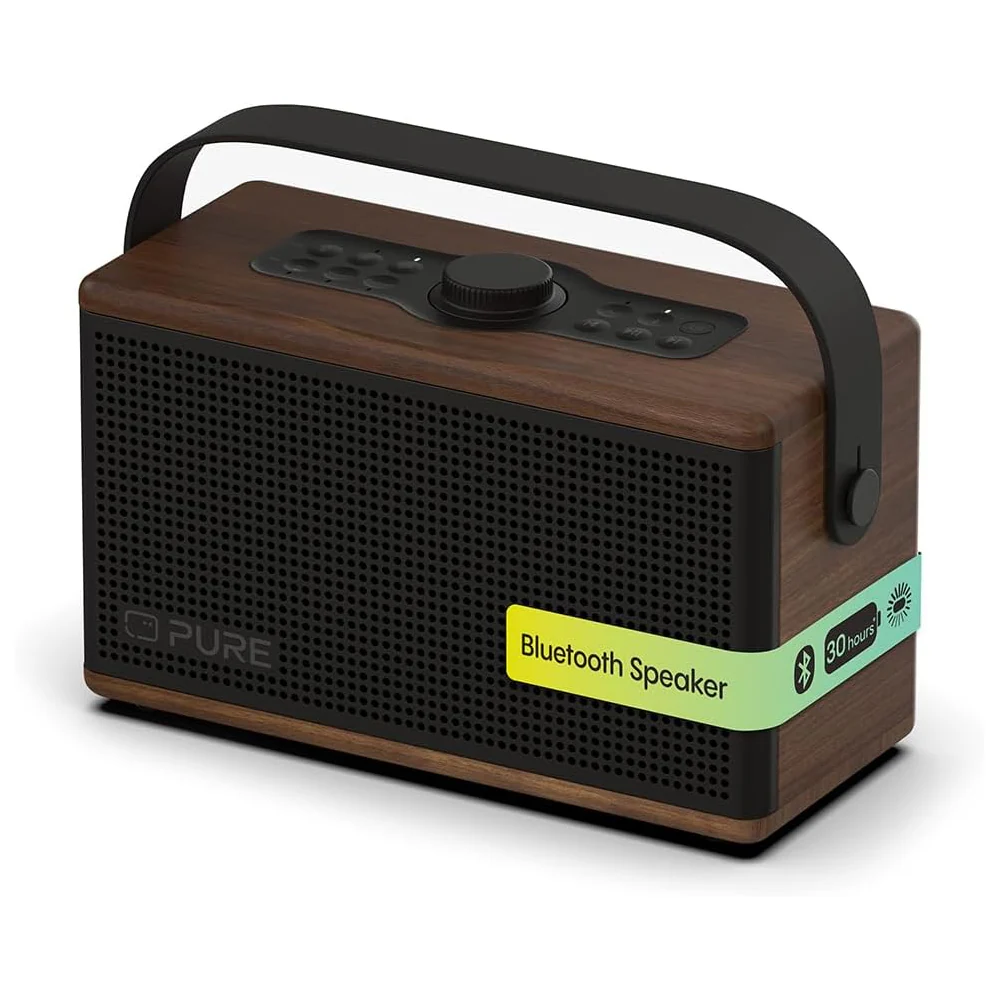 Pure Classic Aura Portable Bluetooth Speaker with Ambient Lighting - Coffee Brown Walnut - Image 2