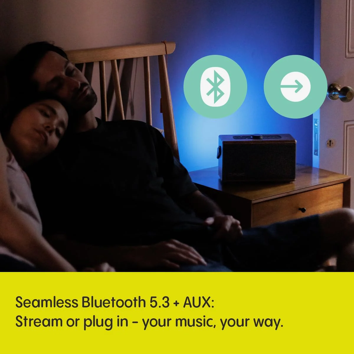 Pure Classic Aura Portable Bluetooth Speaker with Ambient Lighting - Coffee Brown Walnut - Image 3