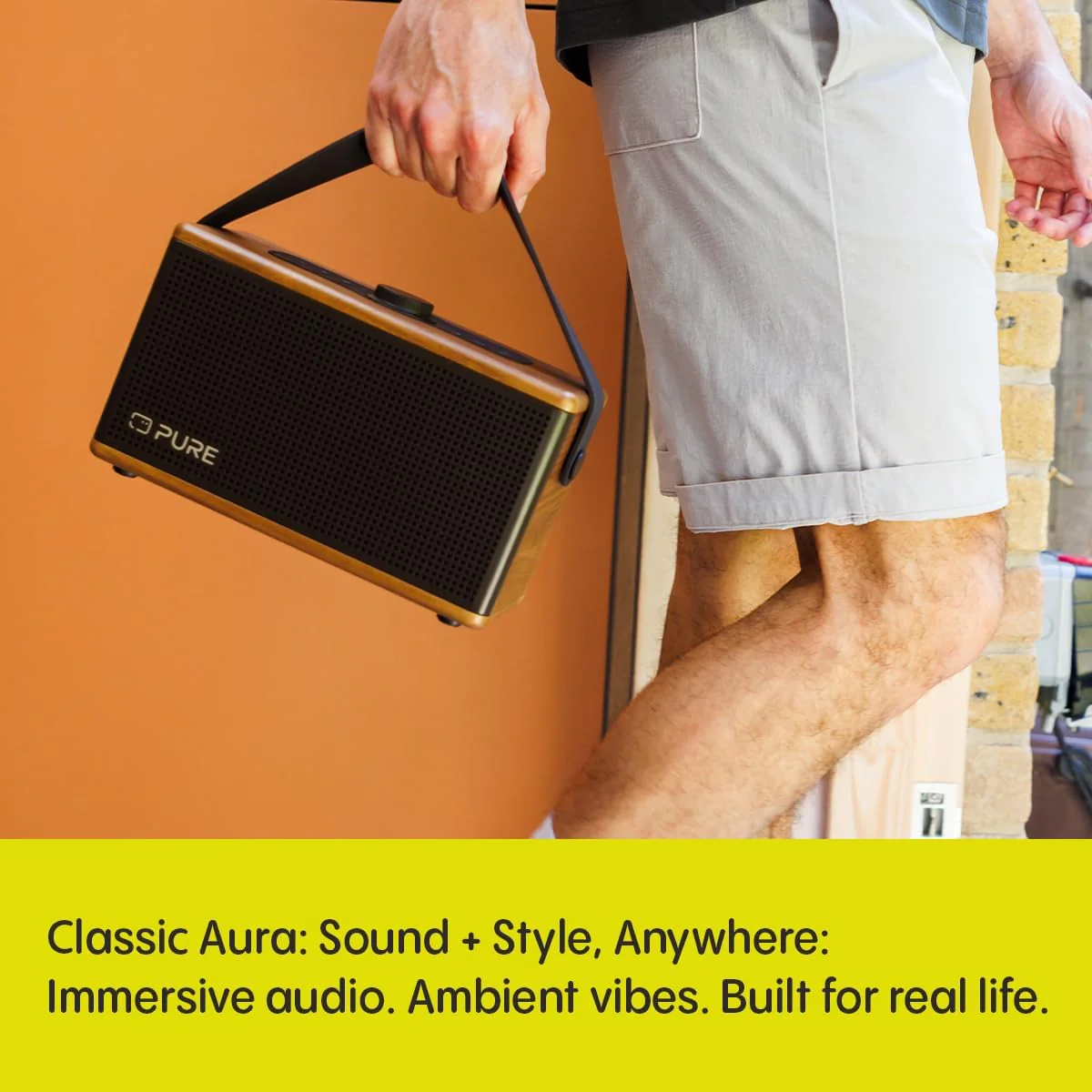 Pure Classic Aura Portable Bluetooth Speaker with Ambient Lighting - Coffee Brown Walnut - Image 8