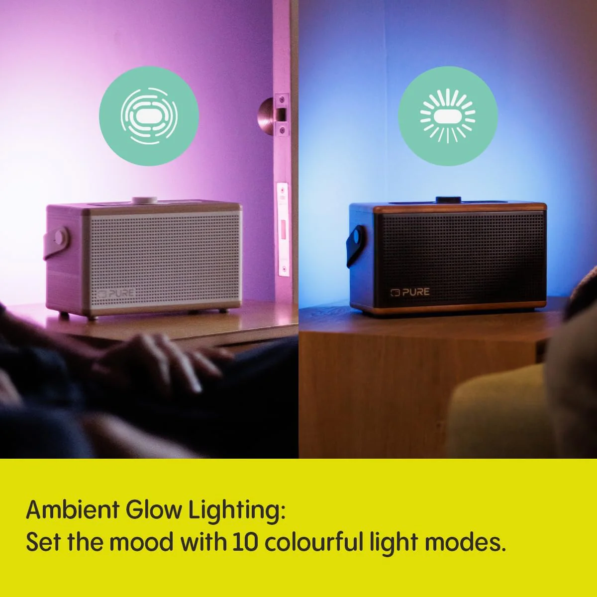 Pure Classic Aura Portable Bluetooth Speaker with Ambient Lighting - Cotton White Oak - Image 5