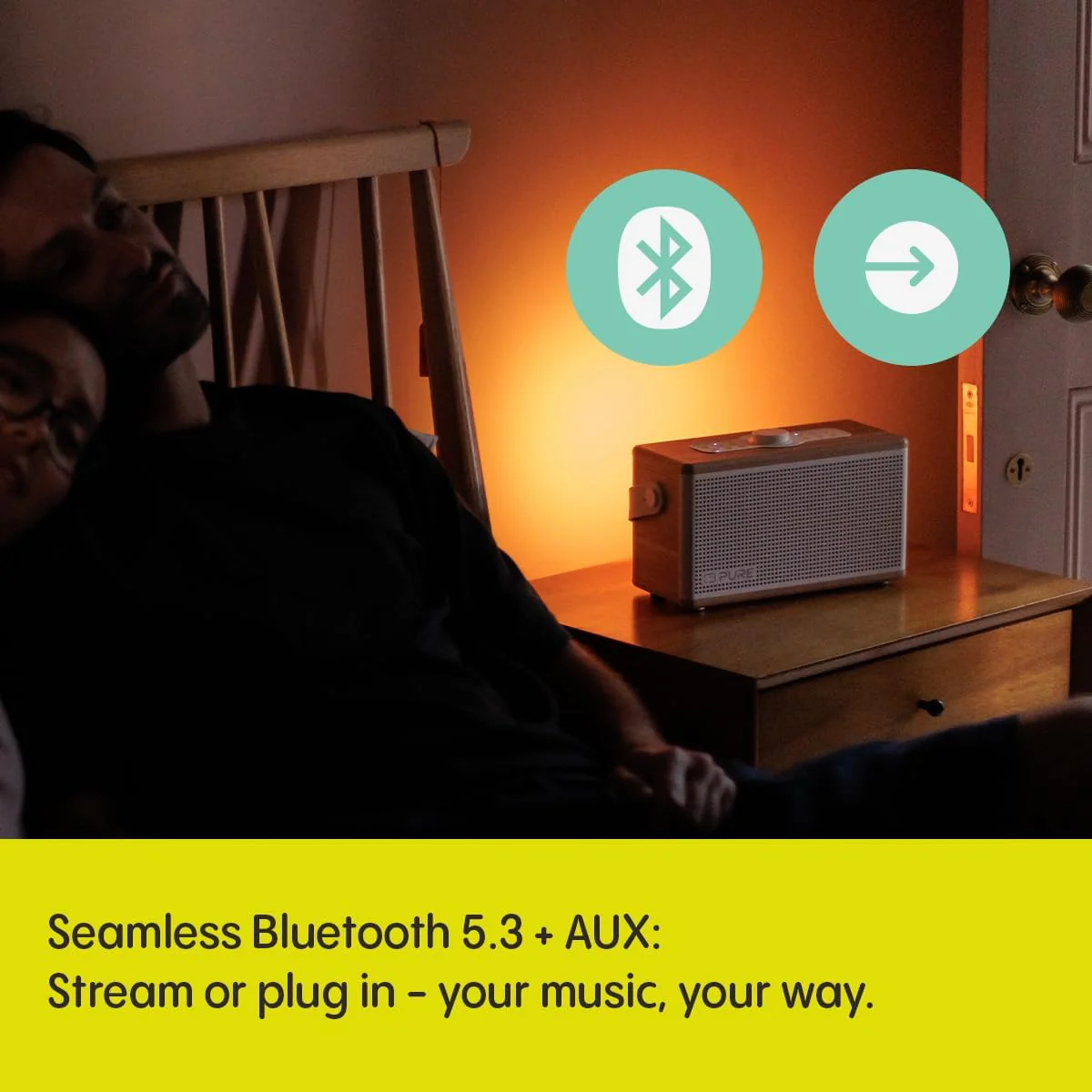 Pure Classic Aura Portable Bluetooth Speaker with Ambient Lighting - Cotton White Oak - Image 6