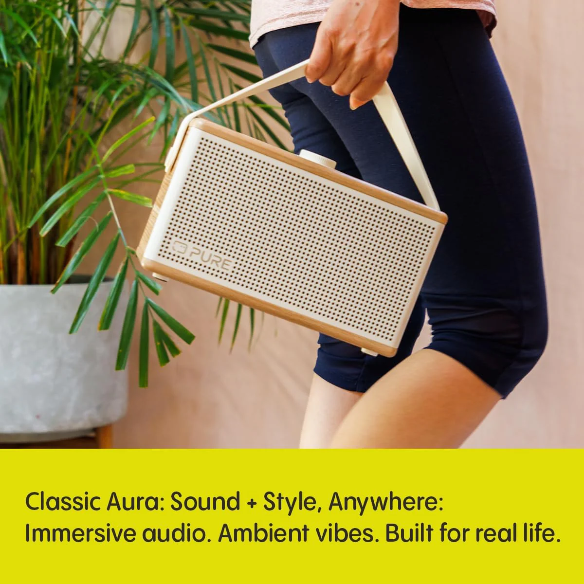 Pure Classic Aura Portable Bluetooth Speaker with Ambient Lighting - Cotton White Oak - Image 8