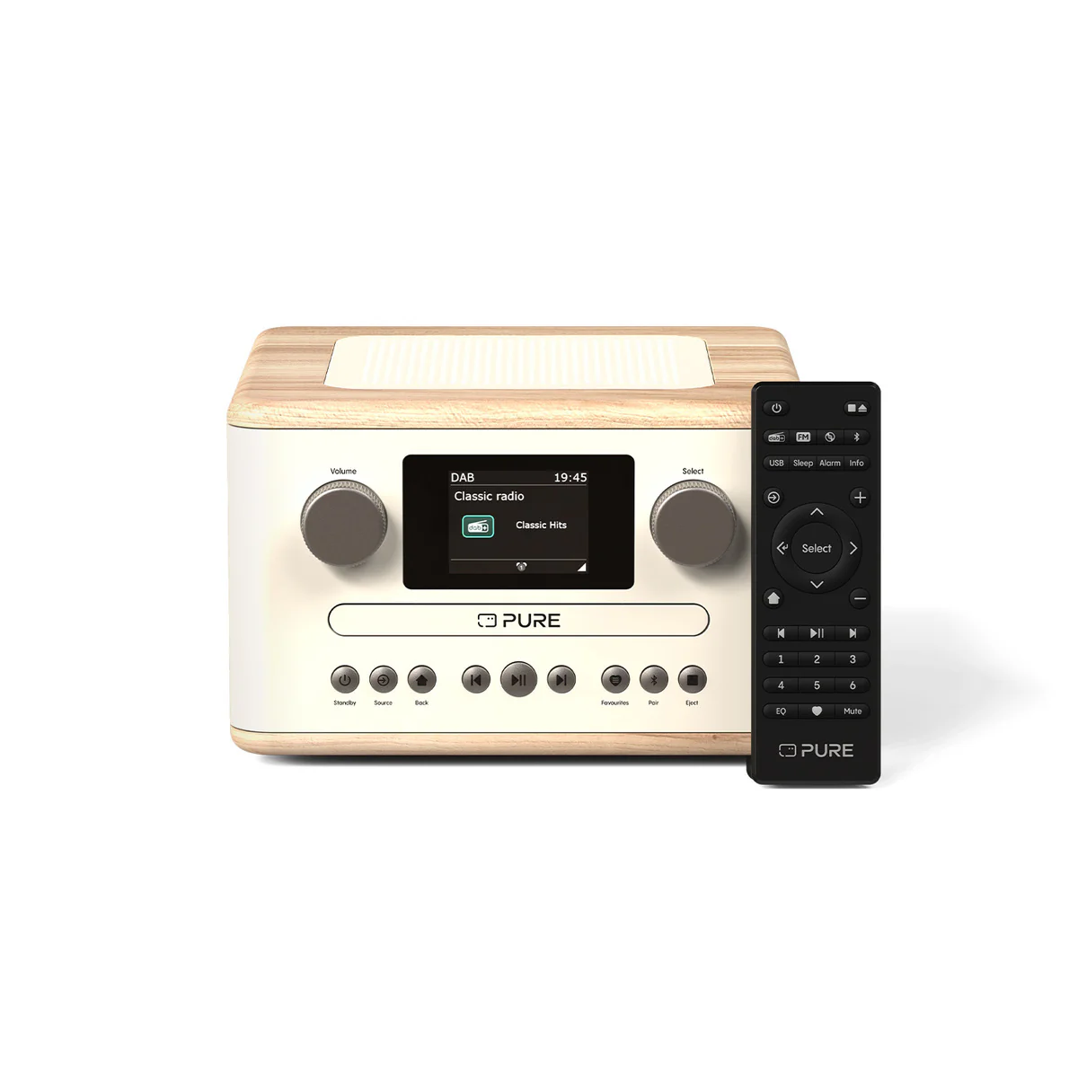 Pure Classic C-D4 DAB DAB+ FM Radio with CD Player and Bluetooth - Cotton White Oak - Image 2
