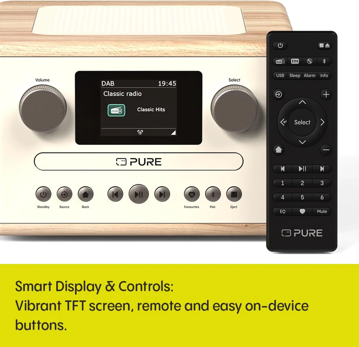 Pure Classic C-D4 DAB DAB+ FM Radio with CD Player and Bluetooth - Cotton White Oak - Image 7