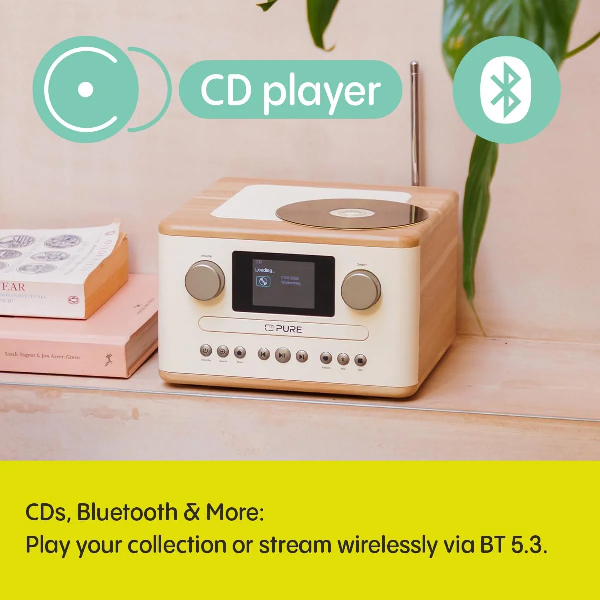 Pure Classic C-D4 DAB DAB+ FM Radio with CD Player and Bluetooth - Cotton White Oak - Image 9