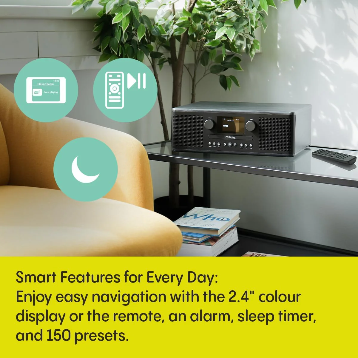Pure Classic C-D6i All in One Internet Radio with DAB+ FM Bluetooth CD Player Stereo Sound System Black - Ex -Display Clearance - Image 5