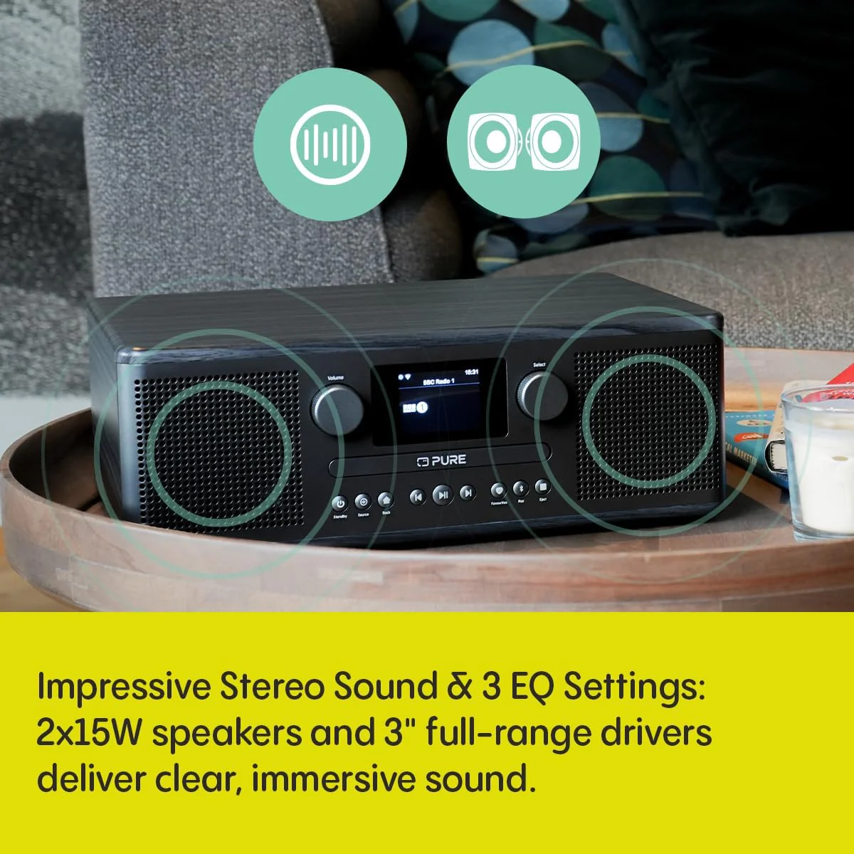Pure Classic C-D6i All in One Internet Radio with DAB+ FM Bluetooth CD Player Stereo Sound System Black - Ex -Display Clearance - Image 6