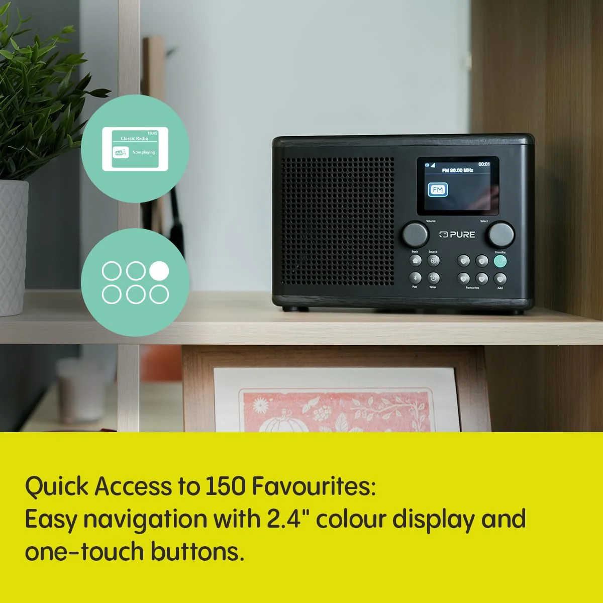 Pure Classic H4i Compact DAB+ FM Internet Radio with Bluetooth - Black - Image 7